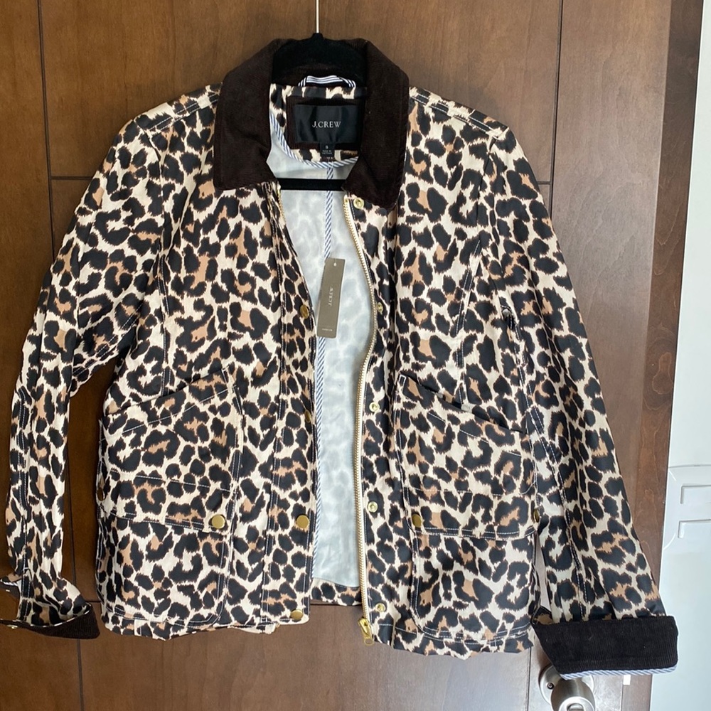 NWT JCREW Barn Jacket in Leopard Print Size S